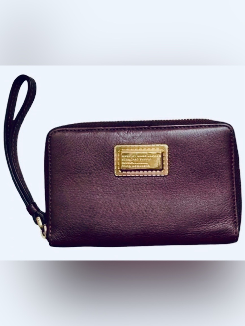 Marc by Marc Jacobs leather wallet/ wristlet maroon color gold accents